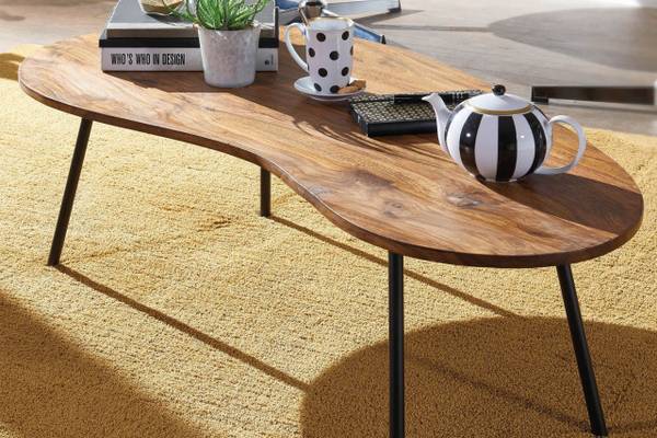 Design Couchtisch DATIA Nierentisch Braun - Sheesham - 122 x 36 x 63 cm