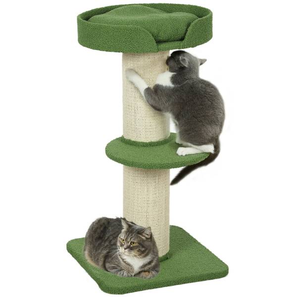 Katzenkratzbaum CP176 Grün - Textil - 45 x 91 x 45 cm