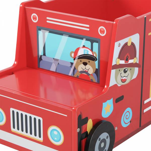 Coffre à jouets «Pompiers» Bleu - Rouge - Jaune - Bois manufacturé - 60 x 34 x 32 cm