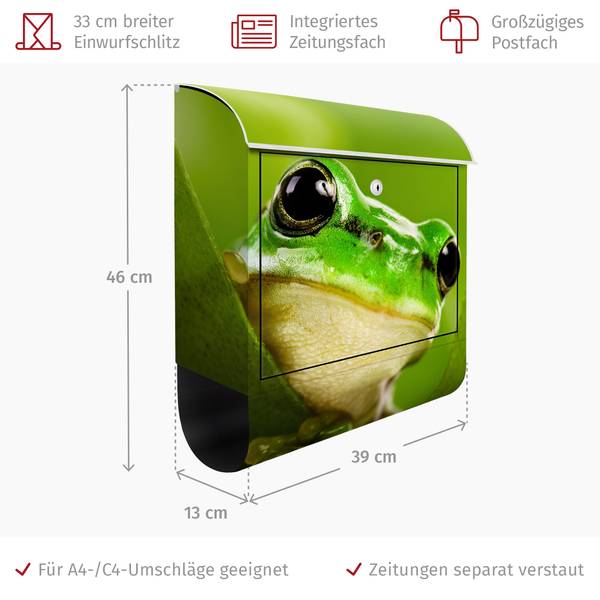 Briefkasten Wetterfrosch Grün - Stahl - 39 x 46 x 13 cm
