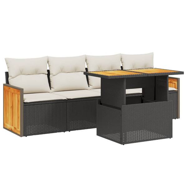Garten-Lounge-Set 3037358-1 (5-teilig) Schwarz - Creme