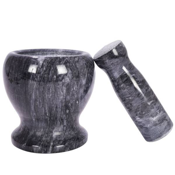 Mörser mit Stößel 259128 Grau - Granit - 11 x 11 x 11 cm