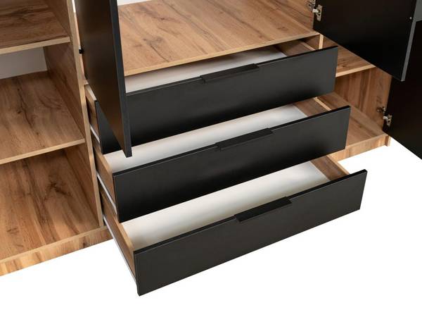 Kleiderschrank LIRMADA Schwarz - Hellbraun