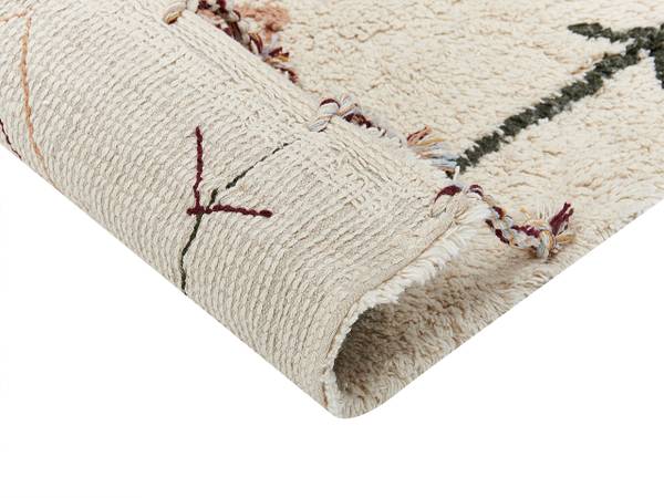 Tapis tressé CORUM Beige - Bleu - Marron - Rouge bourgogne - Vert - 140 x 140 x 200 cm