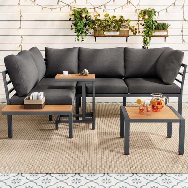 Gartenmöbel-Set MorandiEve Grau - Polyester - 144 x 66 x 190 cm