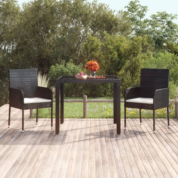 Gartentisch XT224 Schwarz - Glas - 90 x 75 x 90 cm