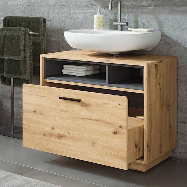 Ijdelheidseenheid Beatrice 54888 antracietkleurig - eikenhouten look