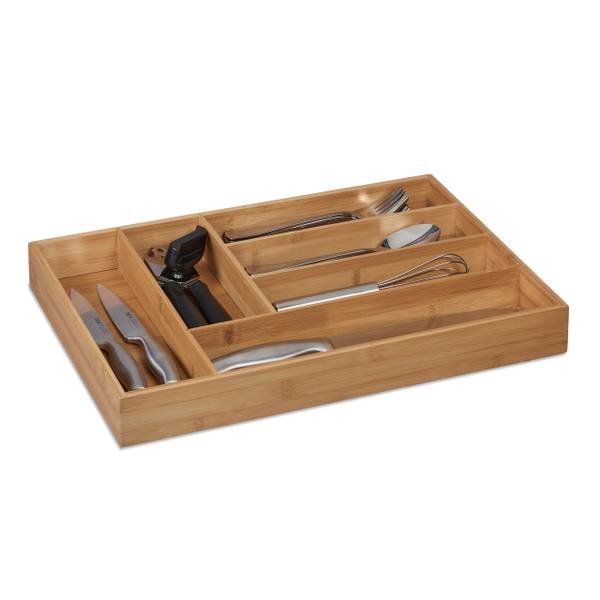 Range-couvert bambou 6 compartiments Marron - Bambou - Bois manufacturé - 31 x 5 x 43 cm