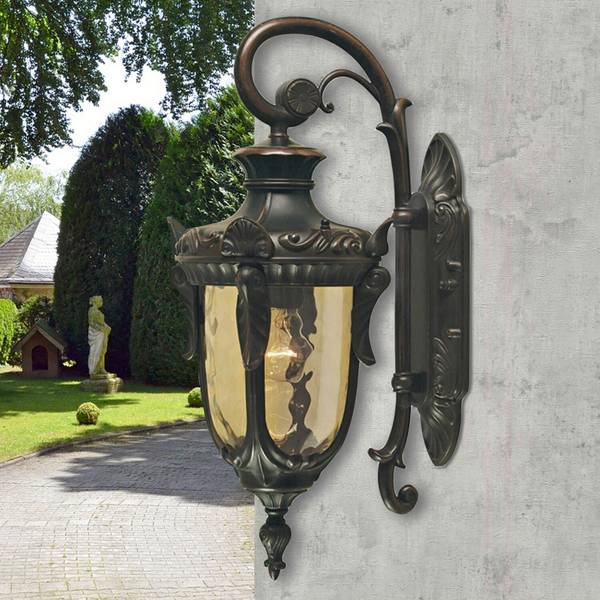 Wandlampe AMY Beige - Braun - Grau - Weiß - Glas - Metall - 17 x 43 x 24 cm