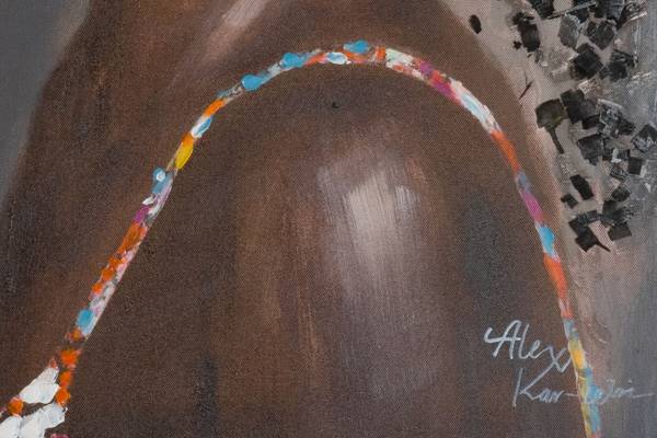Acrylbild Handgemalt Frau Lug Schwarz - Baumwollstoff - 60 x 90 x 4 cm