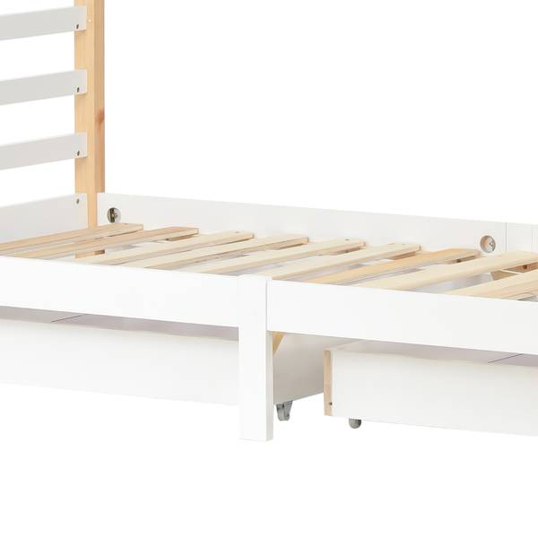 Kinderbed HomeyⅠ wit - grenenhout - 96 x 183 x 210 cm