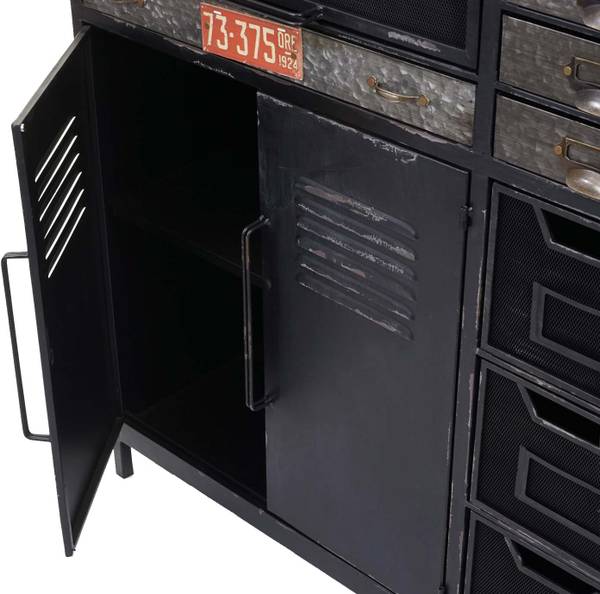 Apothekerkommode Oakland Schwarz - Metall - 89 x 115 x 35 cm