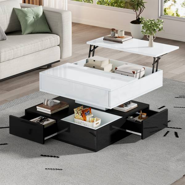 Couchtisch Hermes Ⅵ Schwarz - Weiß - Holzwerkstoff - 90 x 55 x 90 cm