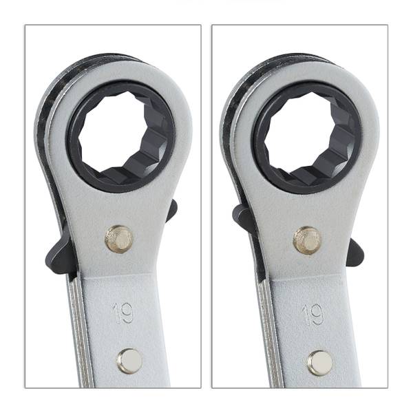 Ringratelsleutelset 6 delig zwart - zilver - staal - 23 x 4 x 23 cm