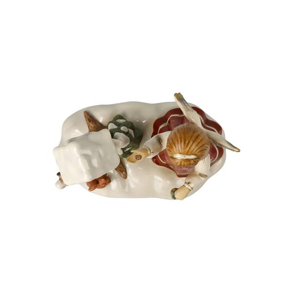 Engel Himmlischer Besuch Grün - Rot - Porzellan - 11 x 20 x 18 cm