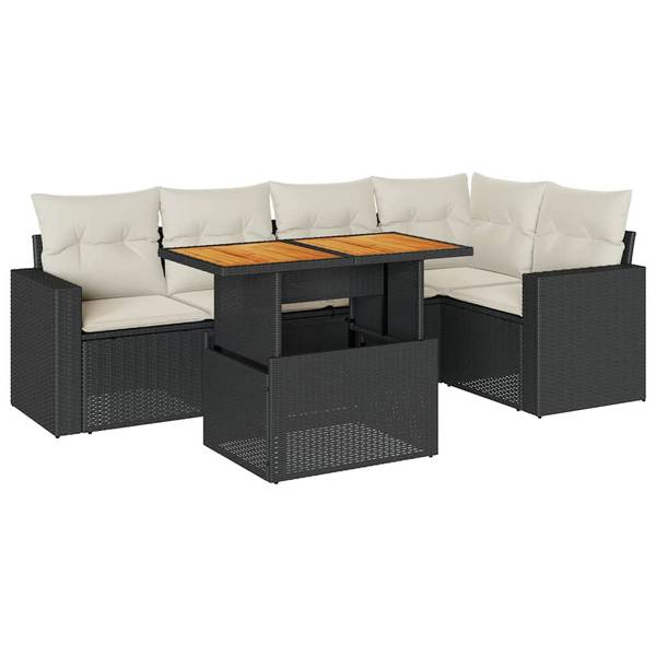 Tuin Bankstel 3037044-4 set van 6 zwart - crèmekleurig