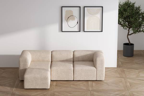 Canapé lounge Cubic Beige - En partie en bois massif - 257 x 64 x 164 cm