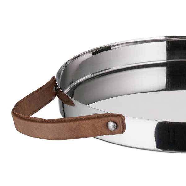 Rundes Serviertablett Braun - Silber - Metall - Kunststoff - 50 x 4 x 35 cm