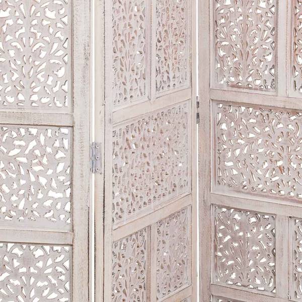 Paravent 4523334533 Weiß - Massivholz - 200 x 180 x 3 cm