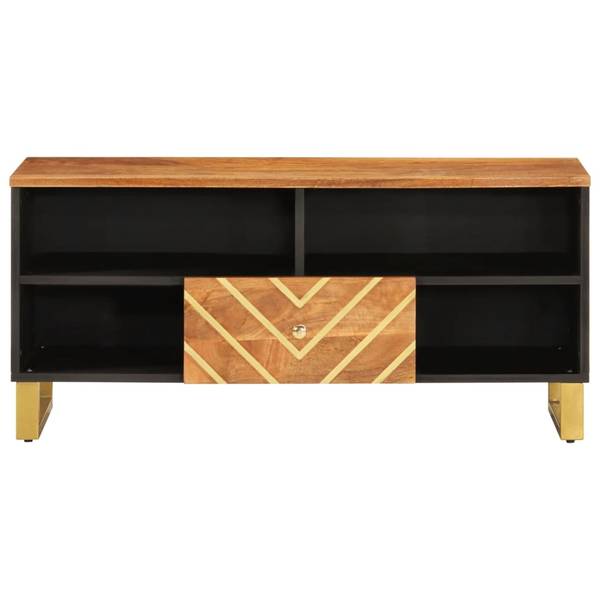 TV-Schrank D741 Braun - Massivholz - 34 x 46 x 100 cm