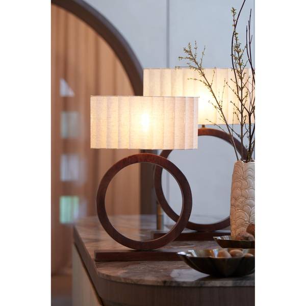 Lampenschirm Disli Beige - Strukturstoff - Stahl - 21 x 22 x 45 cm