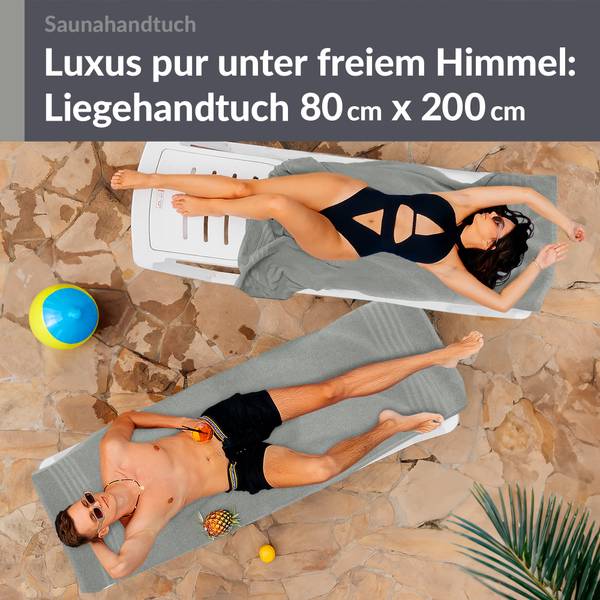 Saunahandtuch London 2er-Set Grau - Frottee - 80 x 1 x 200 cm