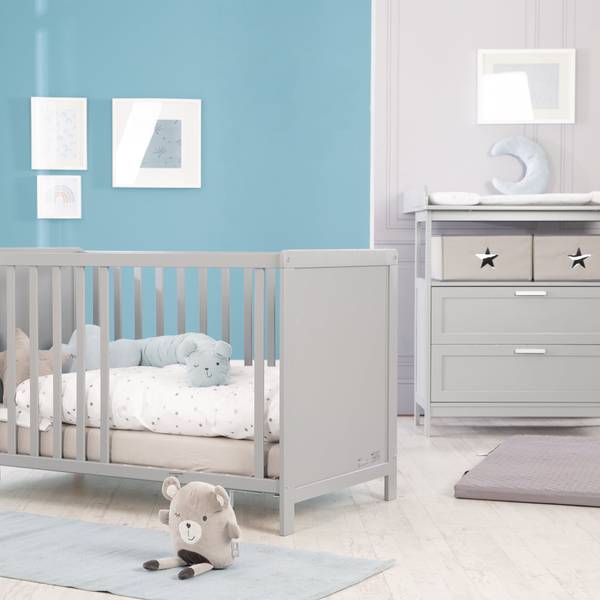 Babyzimmer Set Hamburg 2-teilig Grau - Polyester PVC