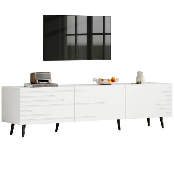 TV-Schrank Neptunus Ⅰ Weiß - Holzwerkstoff - 40 x 48 x 180 cm