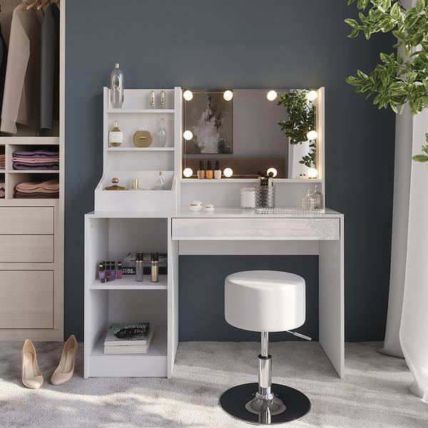 Coiffeuse Sherry 57583 Blanc - Bois manufacturé - 120 x 76 x 51 cm