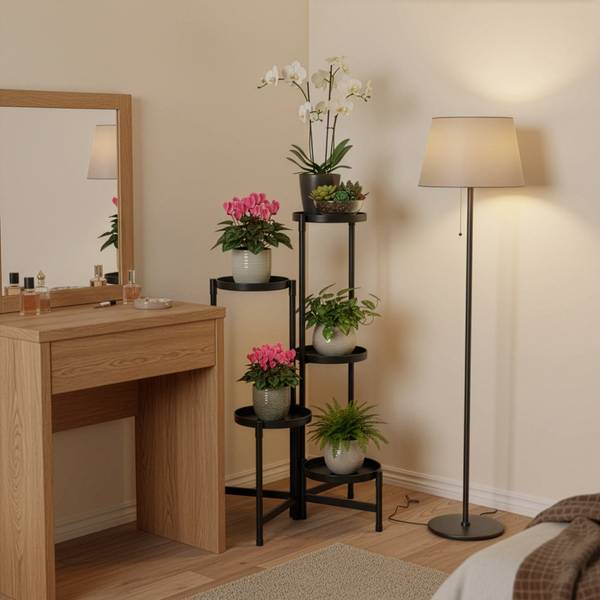 Blumenständer GA0218 Schwarz - Metall - 48 x 79 x 48 cm