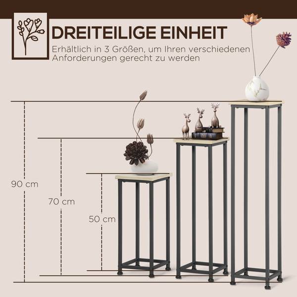 Pflanzenständer BB5536 3er-Set Schwarz - Metall - 21 x 90 x 21 cm