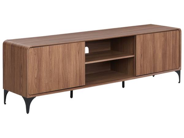 Meuble TV COWELL Noir - Marron - Bambou - 180 x 55 x 40 cm