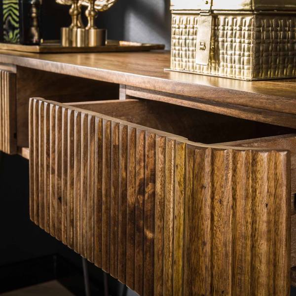Schminktisch WAVE Braun - Massivholz - 110 x 77 x 40 cm