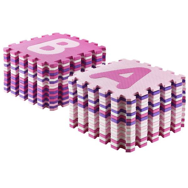 Kinder Puzzlematte Juna 36-teilig Pink - Kunststoff - 189 x 1 x 189 cm