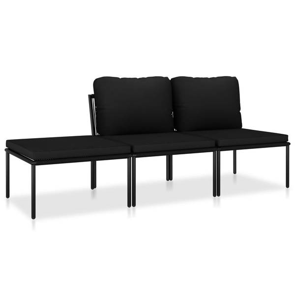 Salon de jardin 48593 (lot de 3) Schwarz - Grau - Polyester - Stahl - PVC - 60 x 65 x 180 cm
