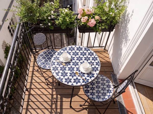 Gartenset SIROLO 3-tlg Schwarz - Blau - Weiß - Metall - 44 x 44 cm