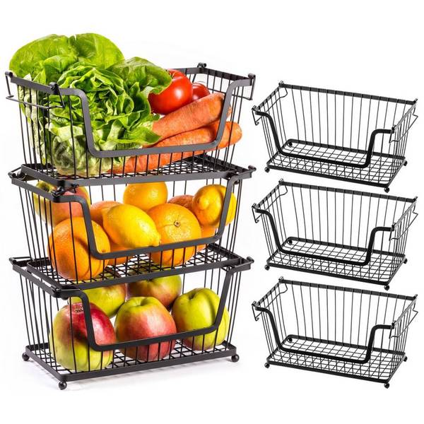 Obstkorb 3er Set SET272 Schwarz - Metall - 18 x 41 x 31 cm