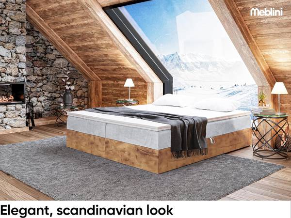 Boxspringbett LOFTY BOX Hellgrau