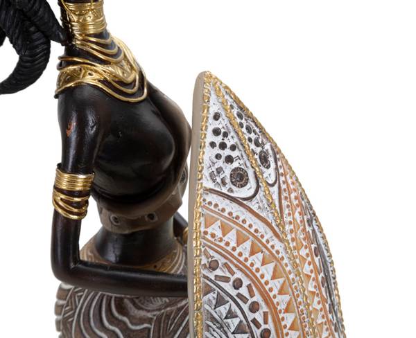 Sculptuur Masai Tribal Scudo bruin - hars - 9 x 25 x 14 cm