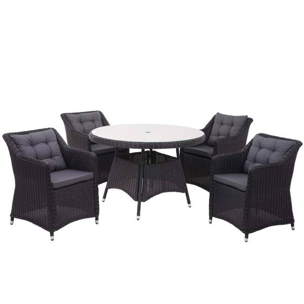 Poly-Rattan Garnitur F51 (5-teilig) Grau - Polyester - Polyethylen - 113 x 82 x 113 cm