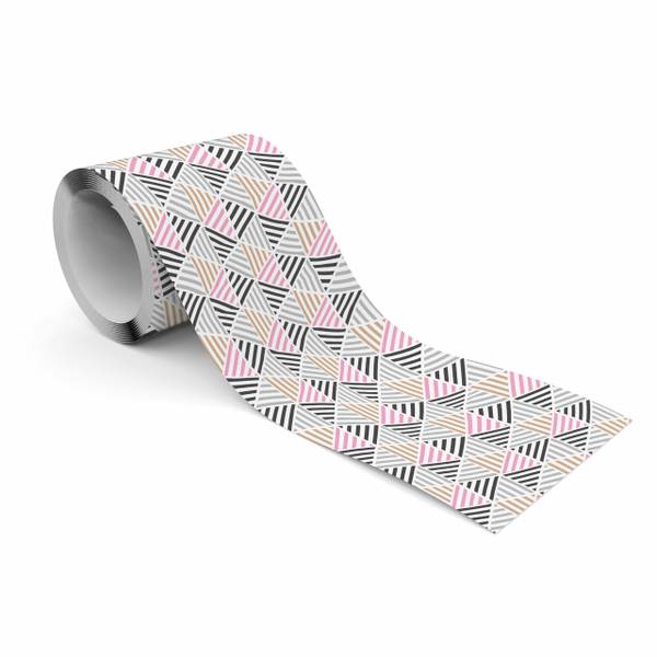 Bande Décorative Triangles Abstraction Beige - Noir - Gris - Polaire - 10 x 300 x 300 cm
