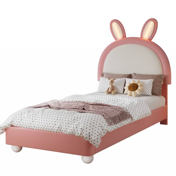 Kinderbett K-1925 Pink - Holzwerkstoff - 106 x 142 x 206 cm
