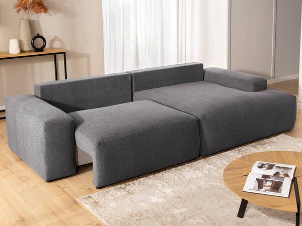 Ecksofa Lennon mit Hocker Graphit - Ecke davorstehend rechts
