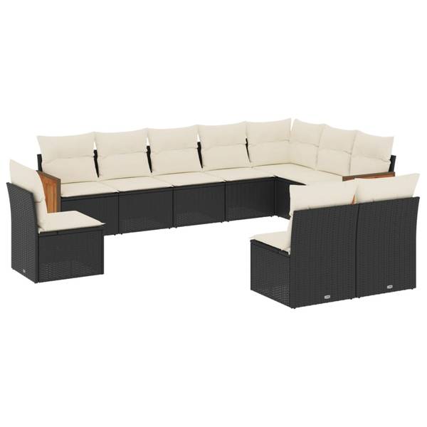 Garten-Lounge-Set 3035002-1 10-teilig Schwarz - Weiß - Polyrattan - 55 x 69 x 62 cm
