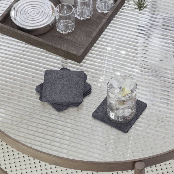 Filzuntersetzer QG 6er-Set Grau - Polyester - 16 x 1 x 16 cm