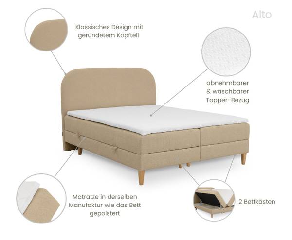 Boxspringbett Alto Bronze - Liegefläche Breite: 180 cm