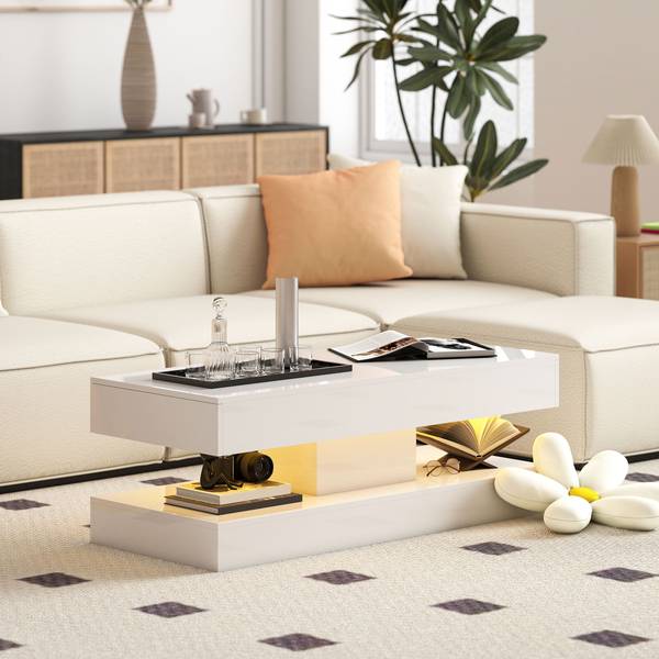Couchtisch 83B-331V90WT Weiß - Holzwerkstoff - 50 x 42 x 120 cm
