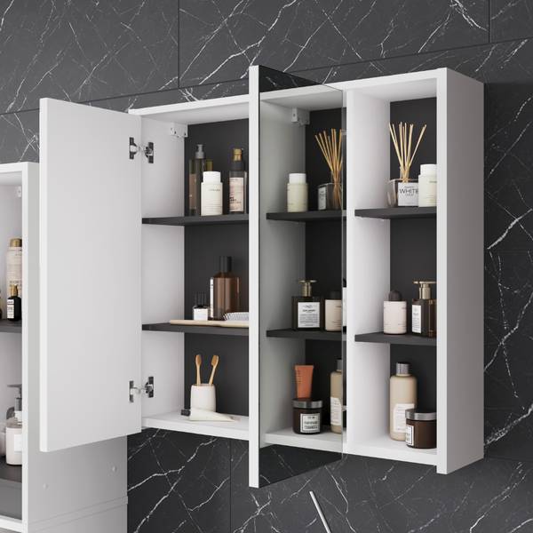 Badmöbel-Set Viola 55230 4er Set Grau - Reinweiß - Breite: 80 cm