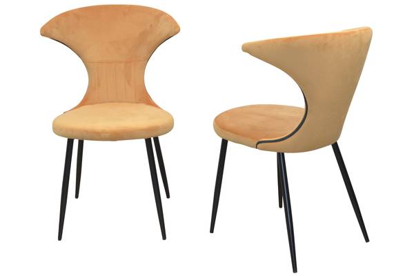 Polsterstuhl Carmen 2er-Set Gelb - Samt - 55 x 85 x 57 cm