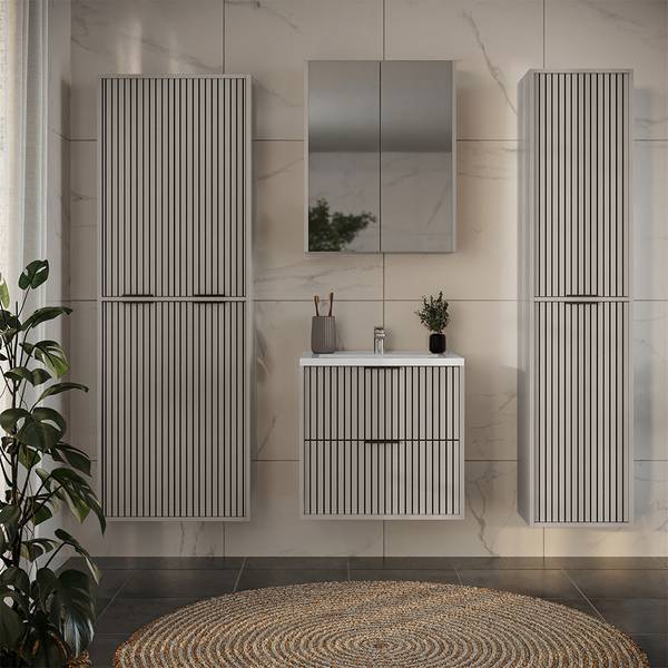 Meubles bain Ruford 59634 lot de 4 Beige - Acier - 60 x 57 x 45 cm